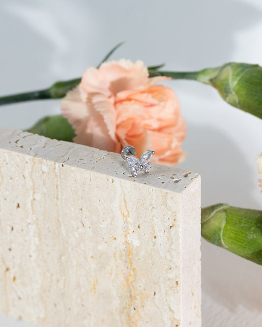 Bliss Butterfly CZ Stud - Silver