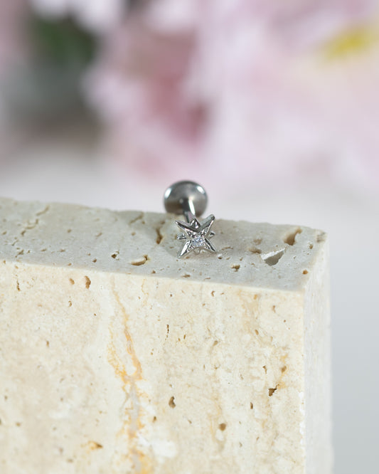 Halo Small North Star CZ Stud - Silver