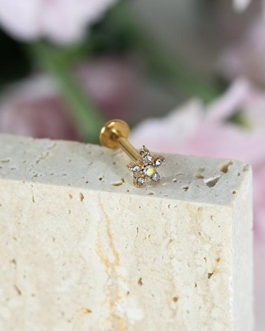 Bare CZ Flower Stud - Gold