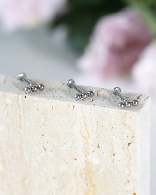 Loop Mini Triple Dots Stud - Silver