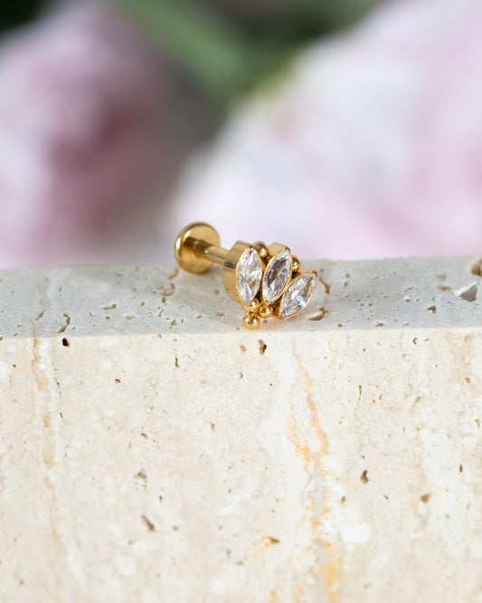 Rise CZ Leaf Stud - Gold