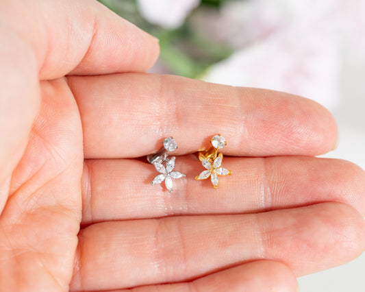 Icon CZ Flower Stud Hanger - Gold