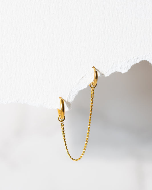 Rebel Double Huggies & Connecting Chain - Gold