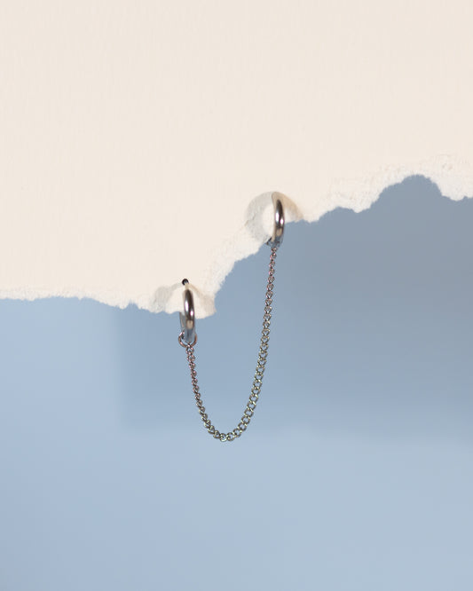 Rebel Double Huggies & Connecting Chain - Silver