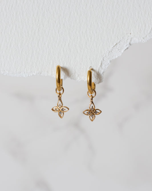 Vienna CZ Flower Huggie - Gold