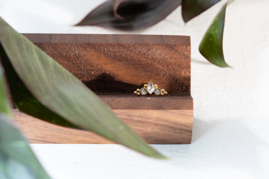 Aura Gem & Leaf CZ Stud