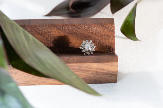 Vivid Flower Design CZ Stud - Silver