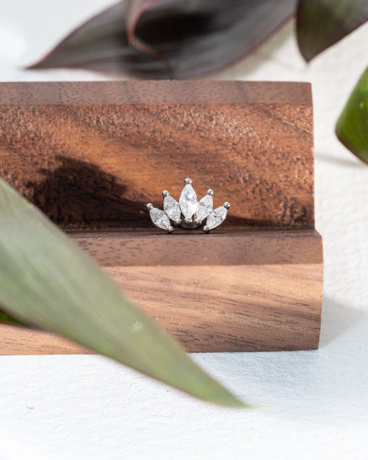 Dune CZ Leaves Stud - Silver