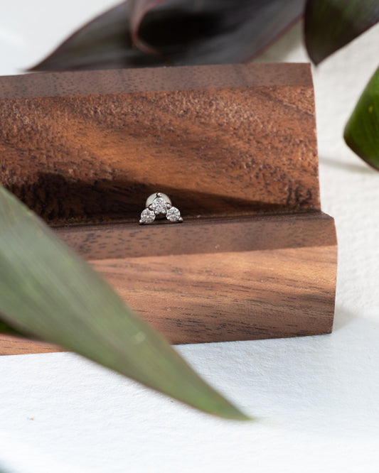 Ray Triple Star CZ Stud - Silver