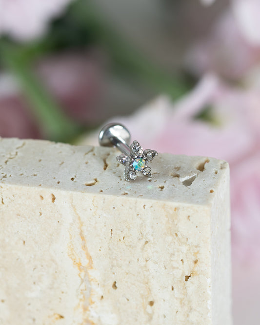 Bare CZ Flower Stud - Silver