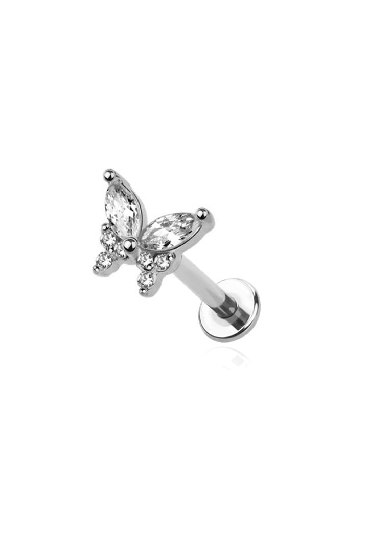 Bliss Butterfly CZ Stud - Silver