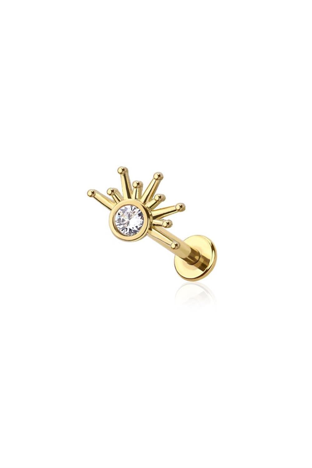Flair Star rays CZ Stud - Gold