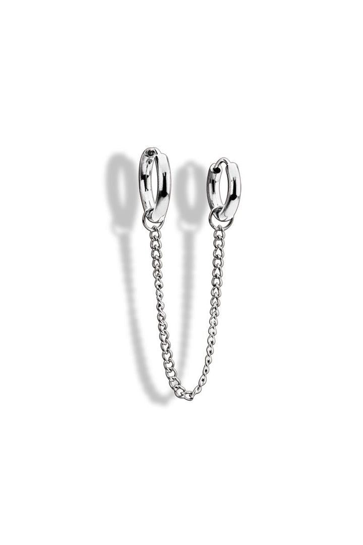 Rebel Double Huggies & Connecting Chain - Silver