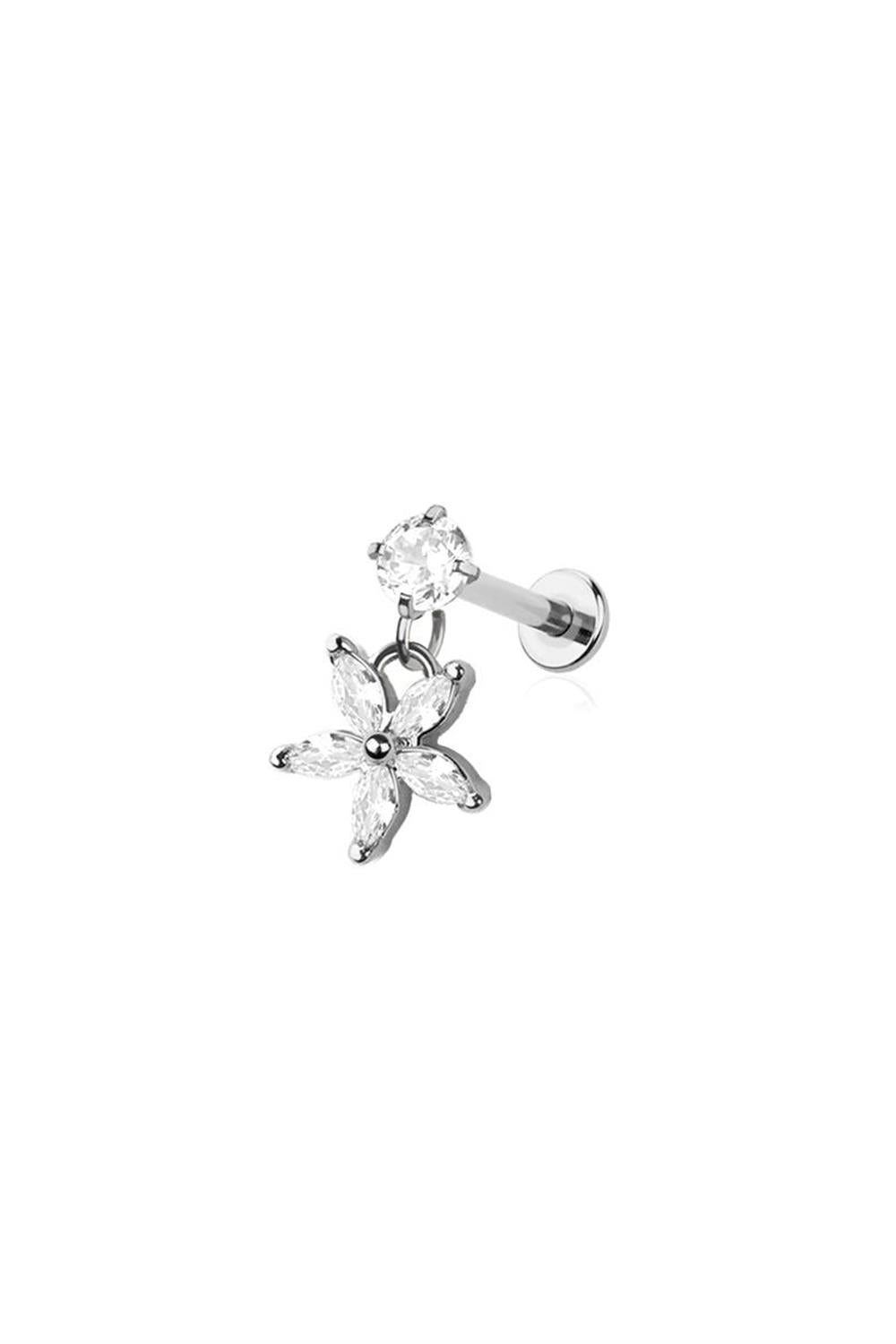 Icon CZ Flower Stud Hanger - Silver