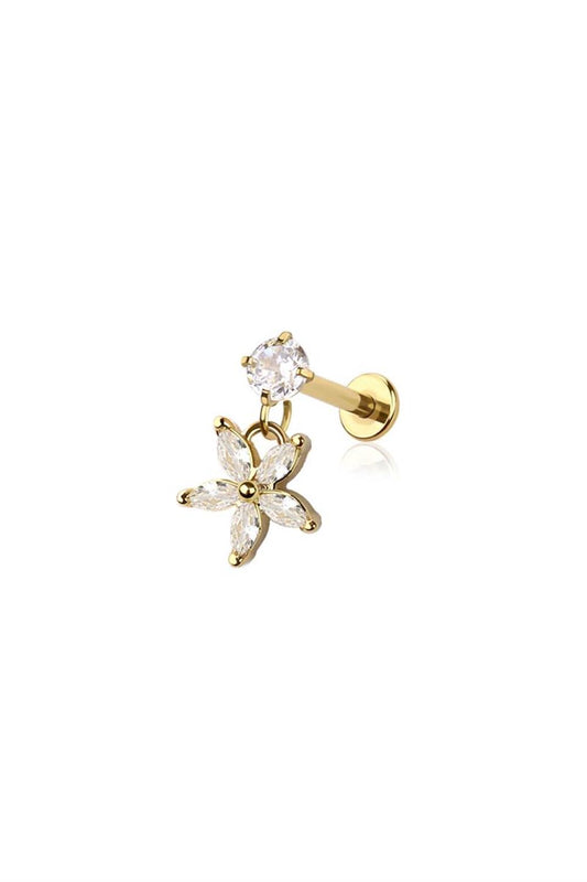 Icon CZ Flower Stud Hanger - Gold