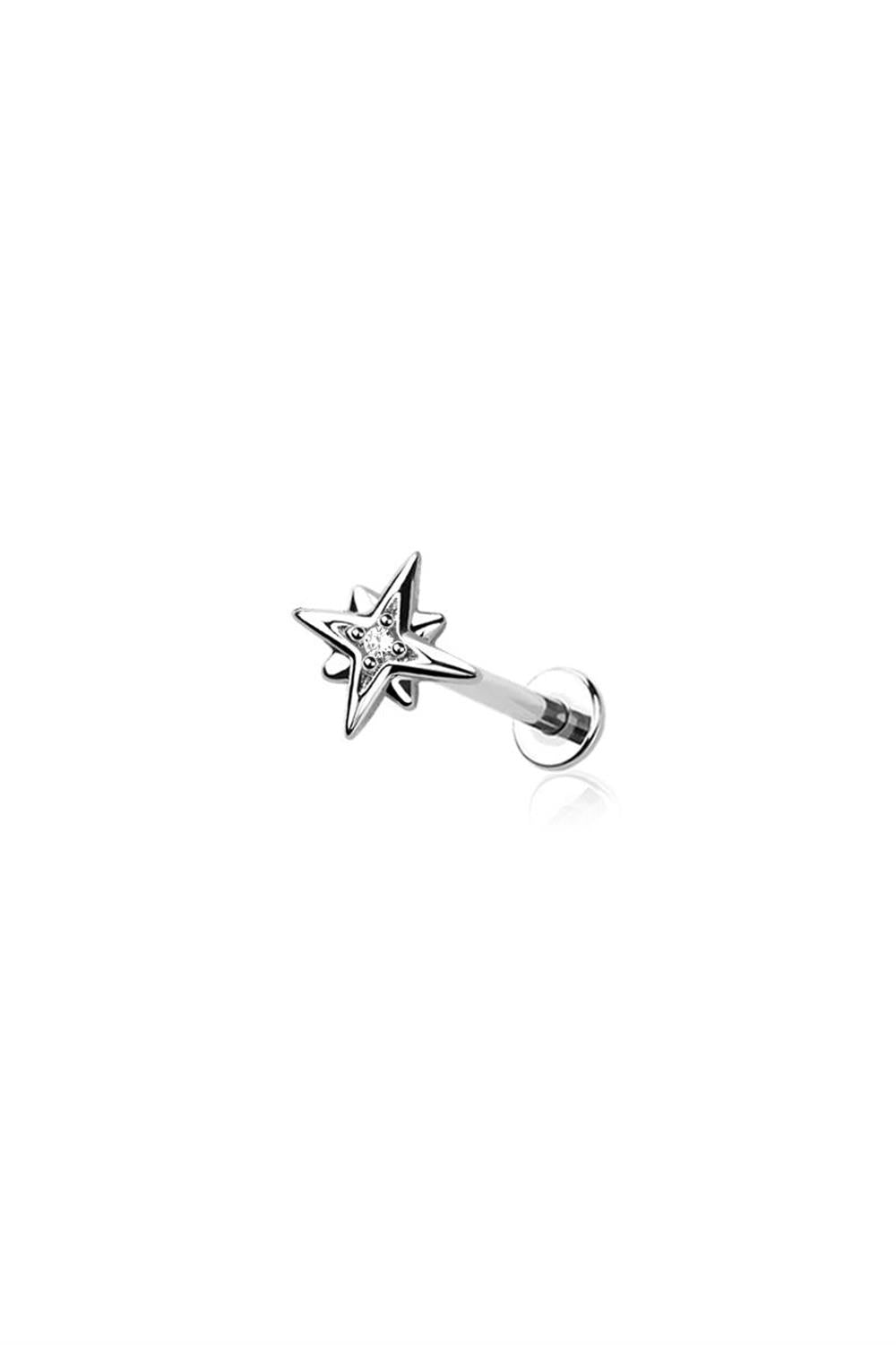Halo Small North Star CZ Stud - Silver