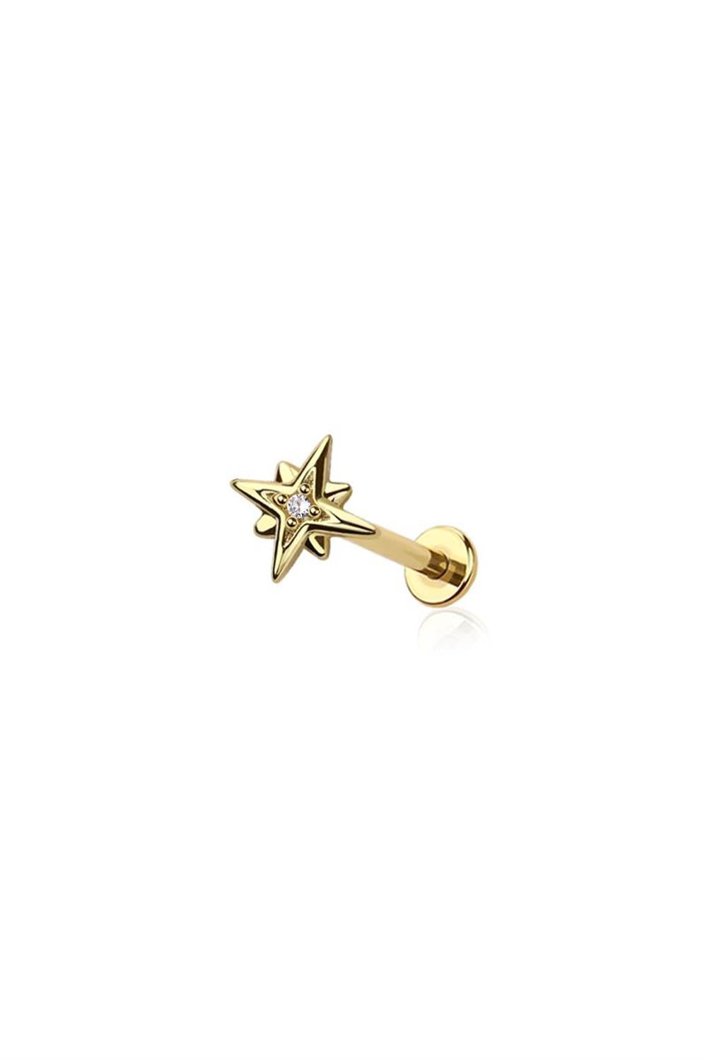 Halo Small North Star CZ Stud - Gold