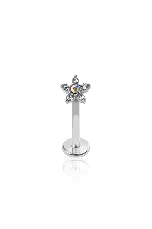 Bare CZ Flower Stud - Silver