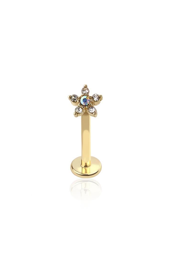Bare CZ Flower Stud - Gold