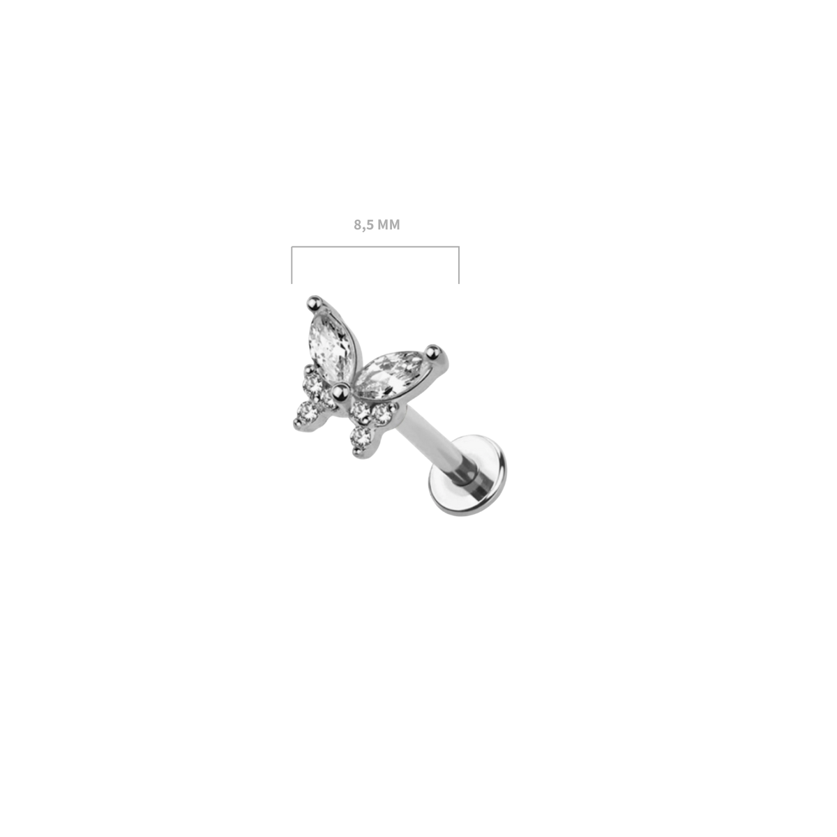 Bliss Butterfly CZ Stud - Silver