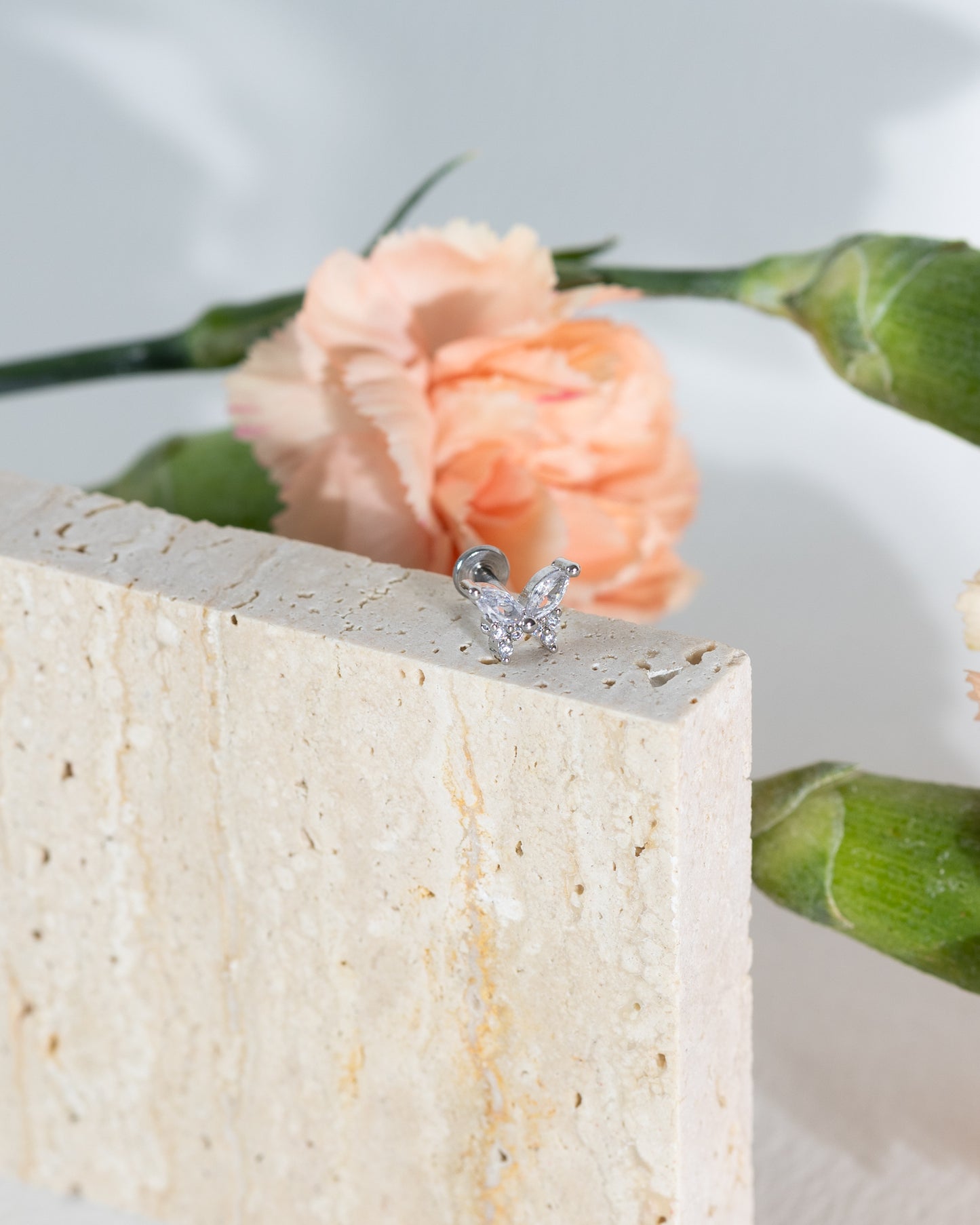 Bliss Butterfly CZ Stud - Silver