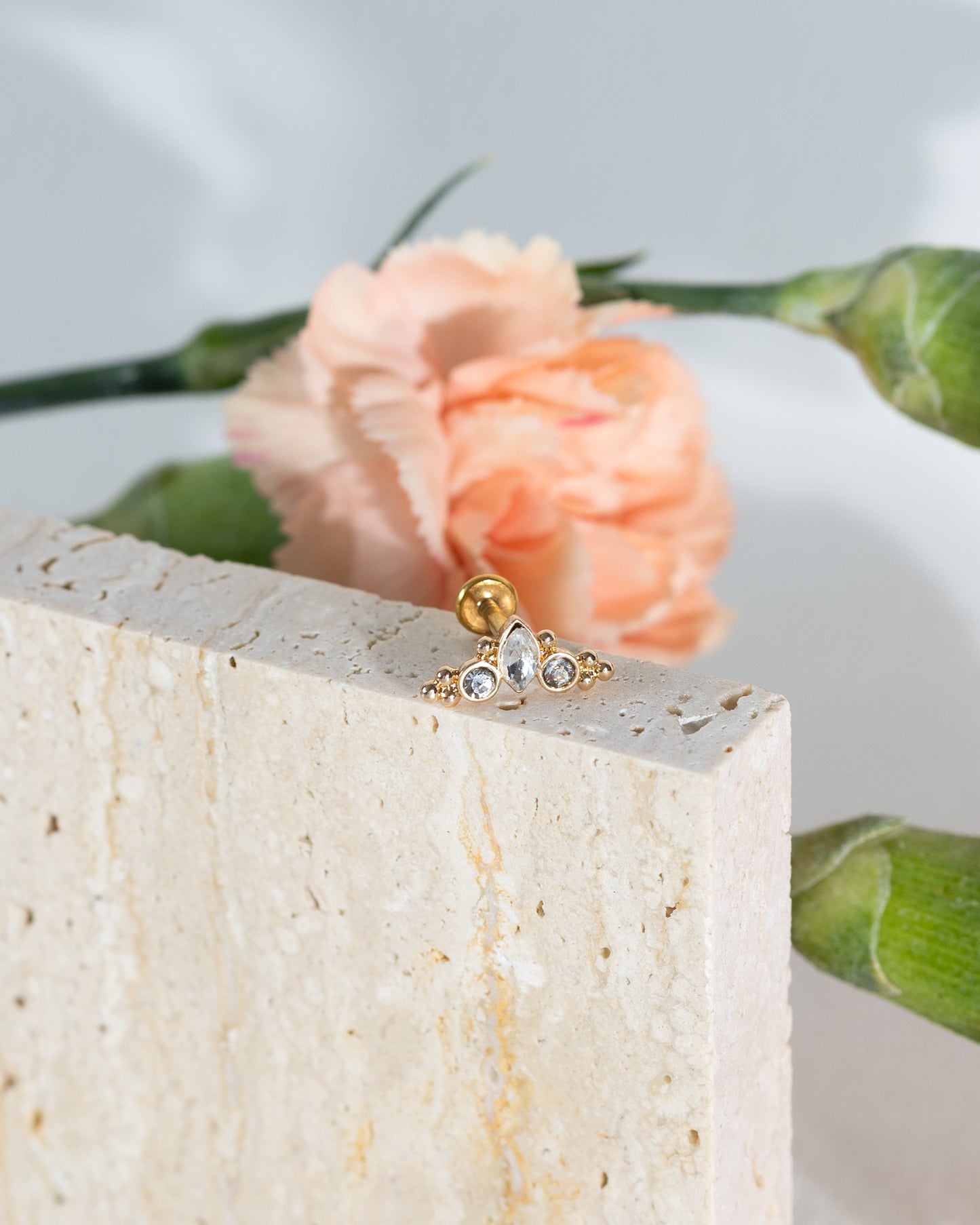 Aura Gem & Leaf CZ Stud