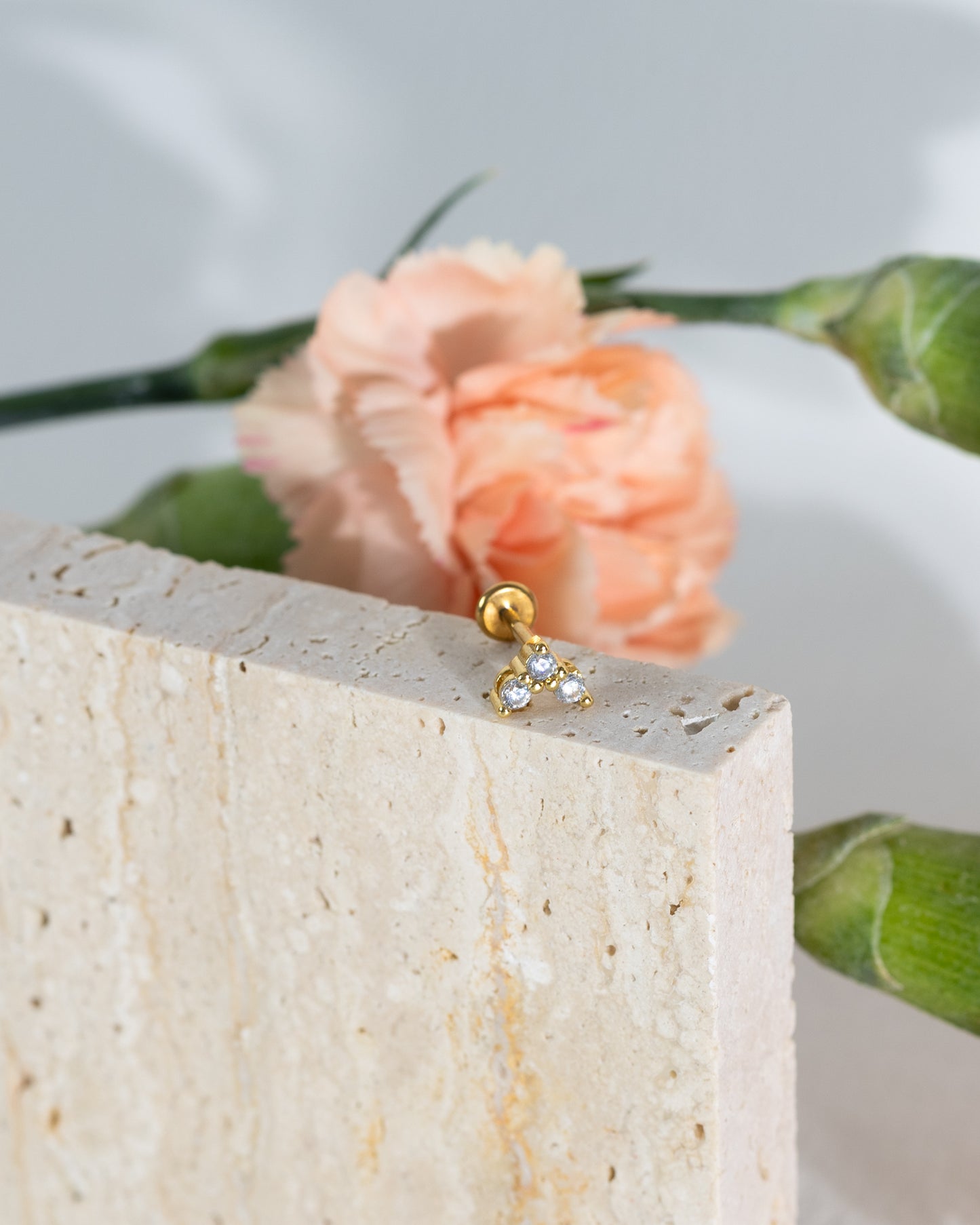 Ray Triple Star CZ Stud - Gold