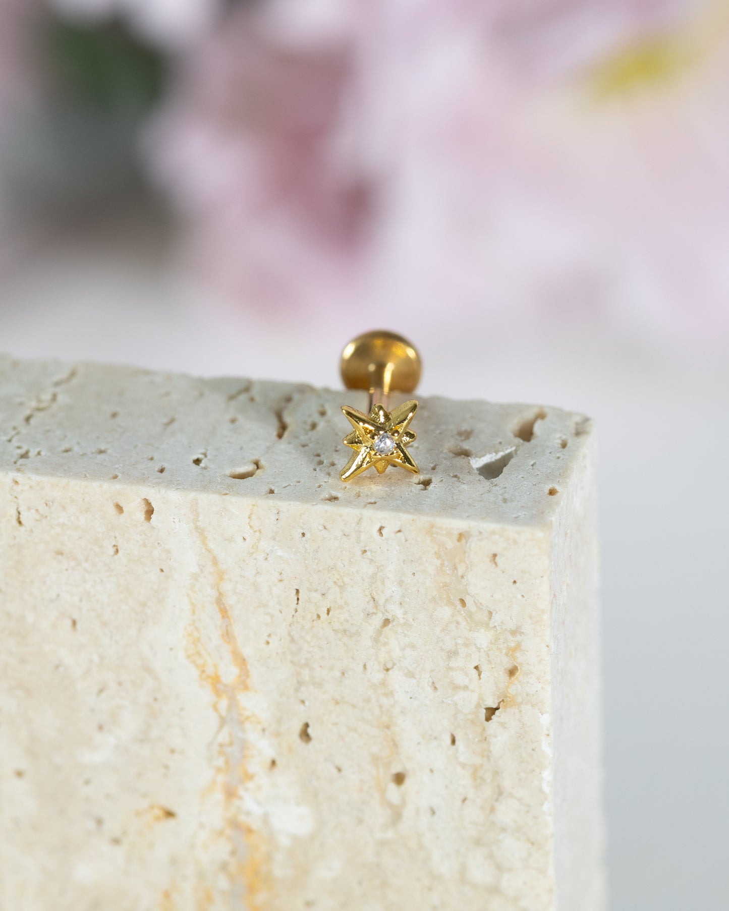 Halo Small North Star CZ Stud - Gold