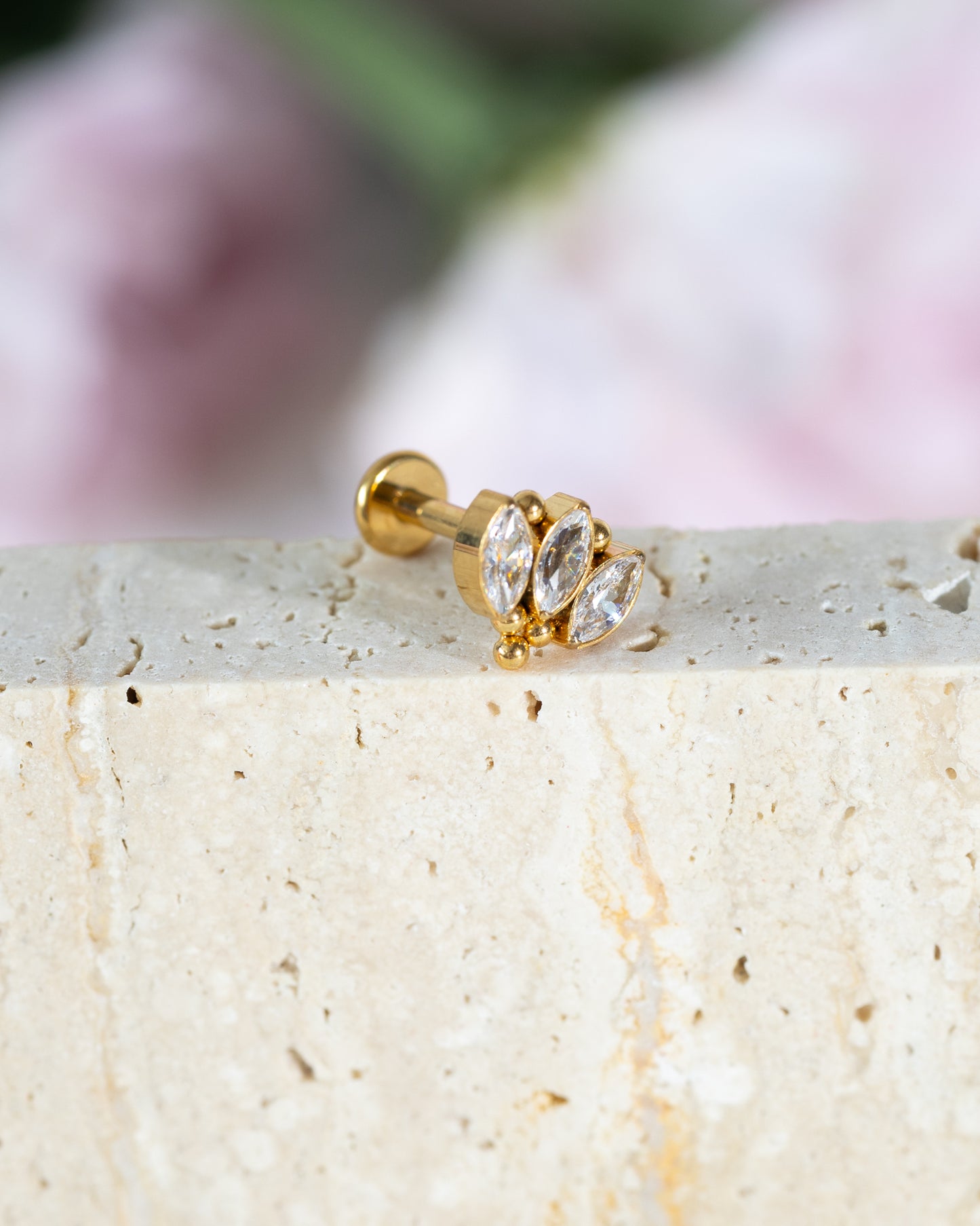 Rise CZ Leaf Stud - Gold