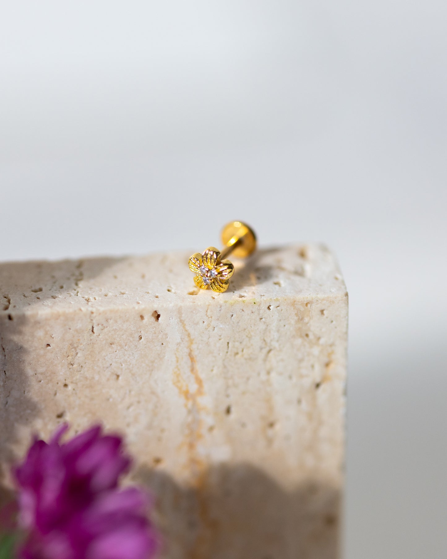 Pure Small Flower CZ Stud - Gold