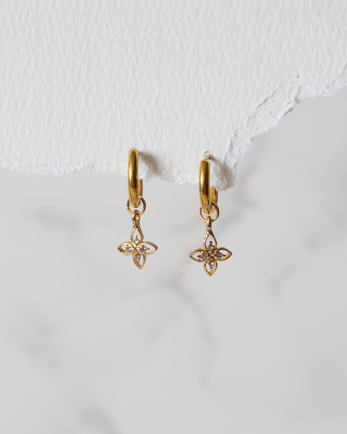 Vienna CZ Flower Huggie - Gold