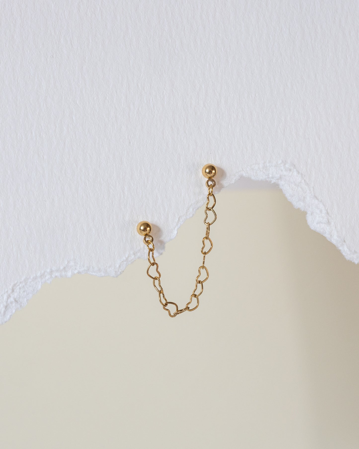 Vibe Double Stud & Connecting Heart Chain - Gold
