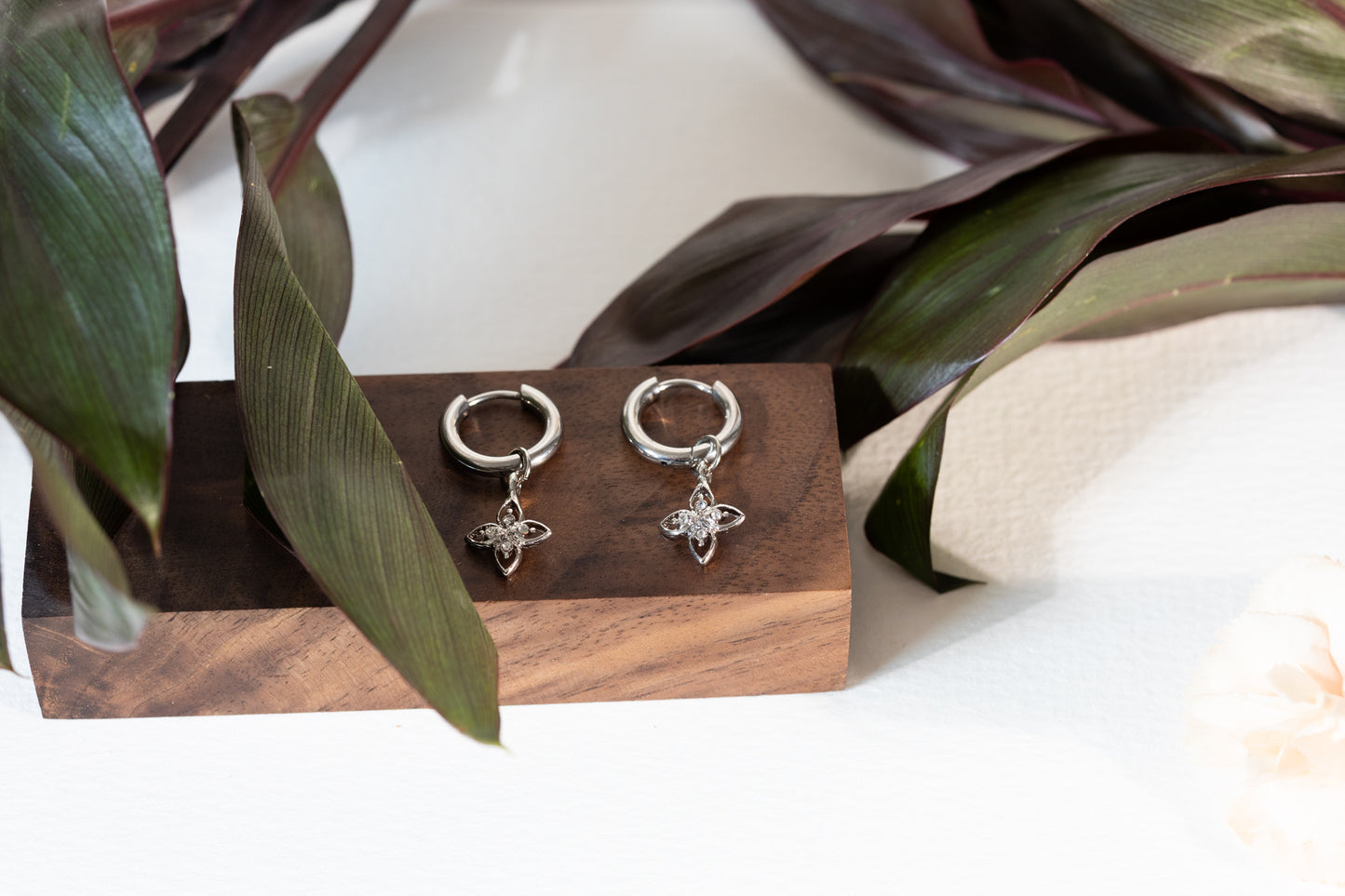 Vienna CZ Flower Huggie - Silver